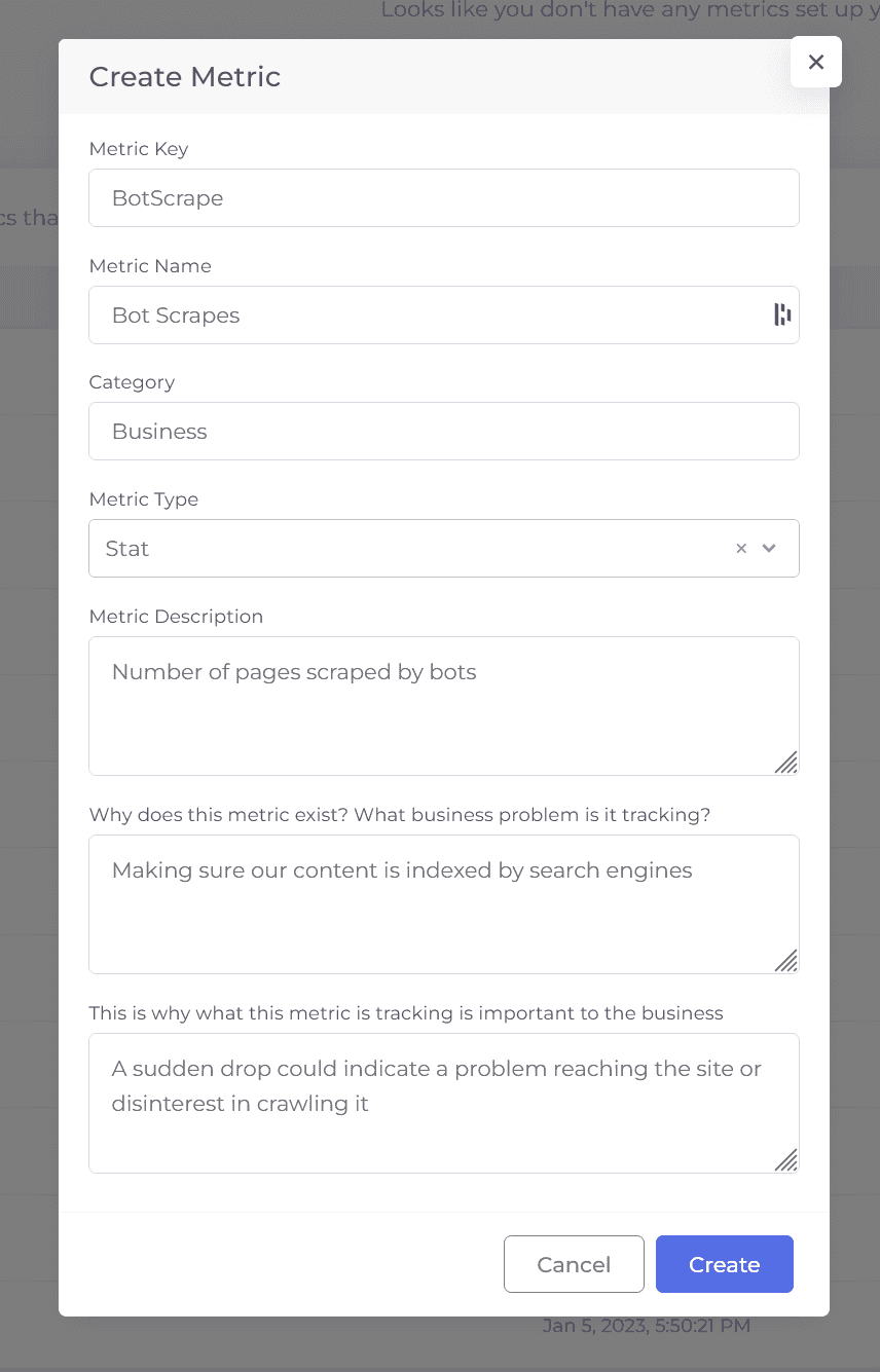 Create BotScrape metric Create BotScrape metric